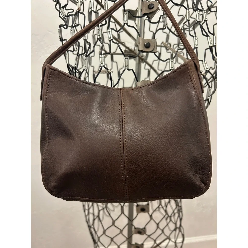 Fossil Dark Brown Pebbled Leather Small Crossbody Bag with Key Charm